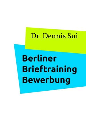 cover image of Berliner Brieftraining Bewerbung